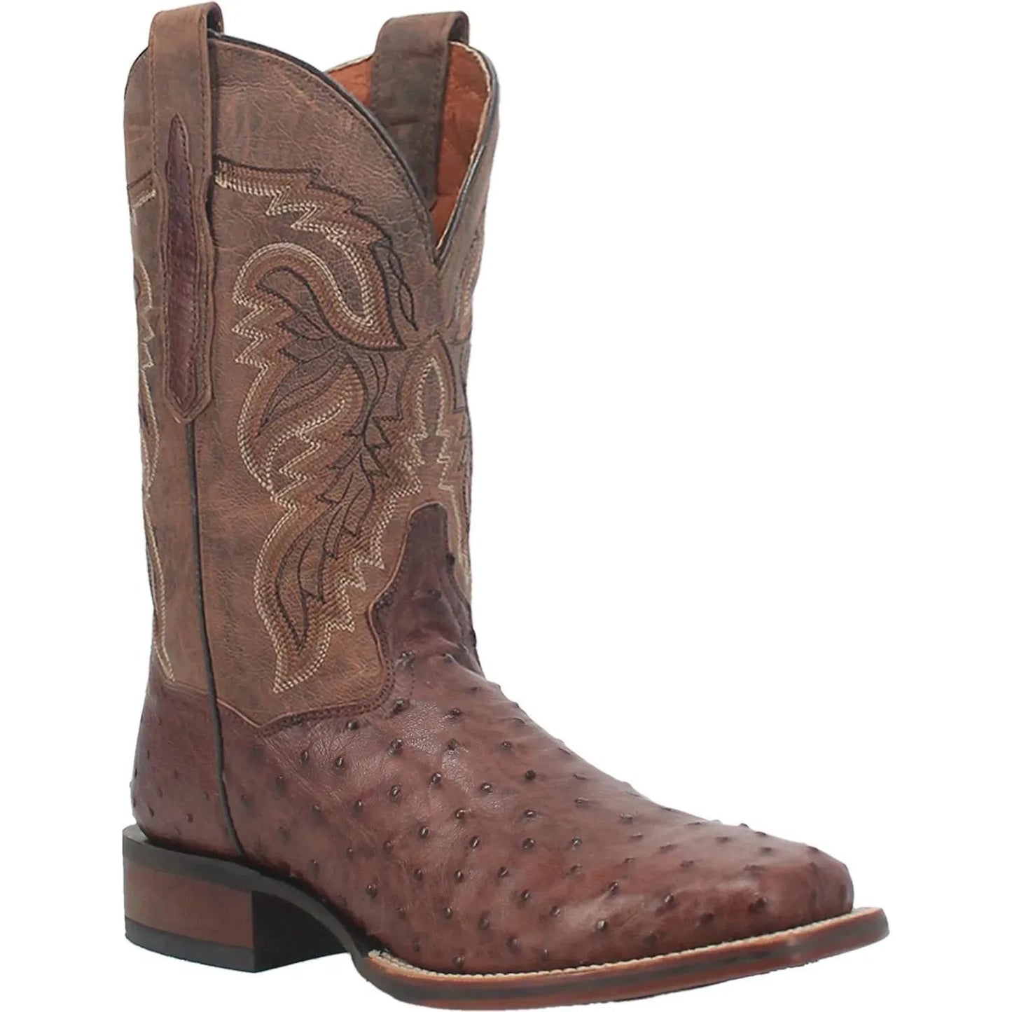 Dan Post Alamosa -Mens Ostrich Skin Leather Cowboy Boots (Chocolate)