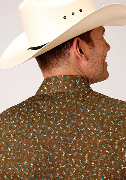 Roper 1117 Floral Print (Brown) - Men's Western Shirt