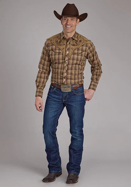 Roper 2129 Ombre Plaid (Brown) - Men's Western Shirt