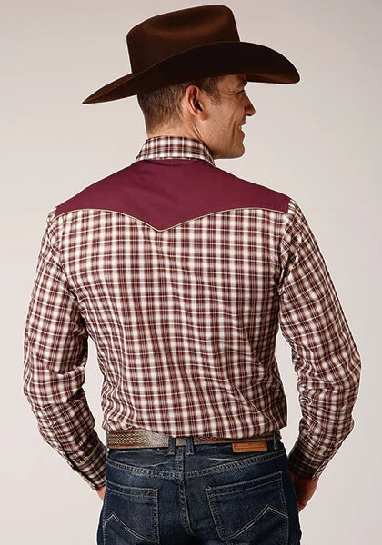Roper 1207 Small Plaid (Wine) - Men's Western Shirt