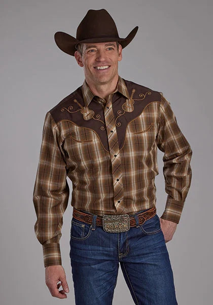 Roper 2107 Tobacco Plaid (Brown) - Men's Western Shirt