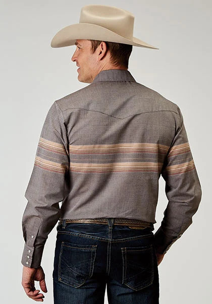 Roper 1965 Border Stripe (Grey) - Men's Western Shirt
