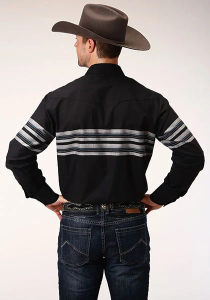 Roper 1203 Border Stripe (Black) - Men's Western Shirt