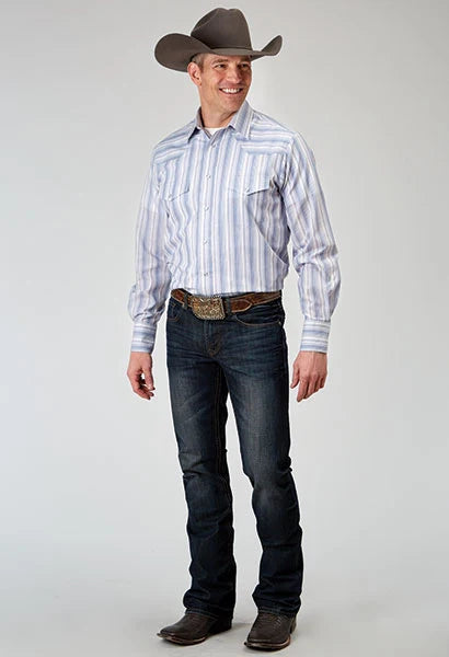 Roper 1966 Stripe (White) - Men's Western Shirt