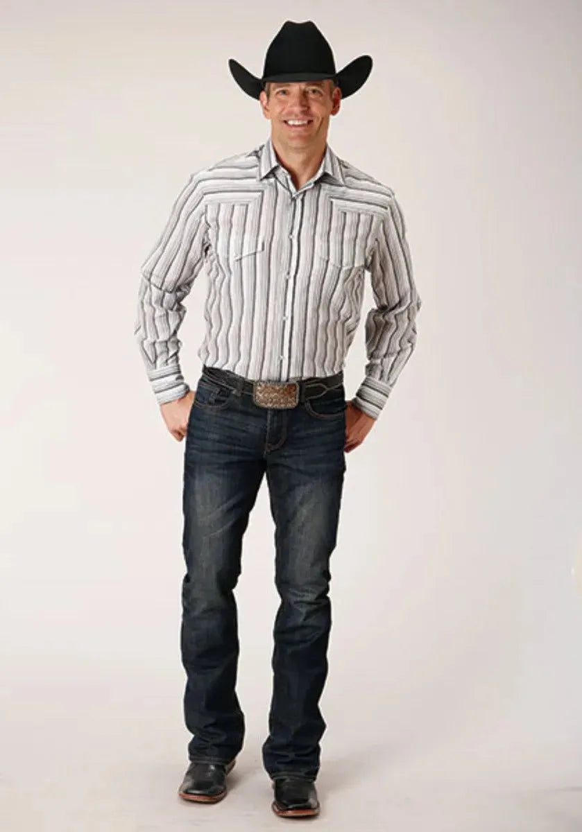 Roper Stormy Stripes (Grey) - Men's Western Shirt