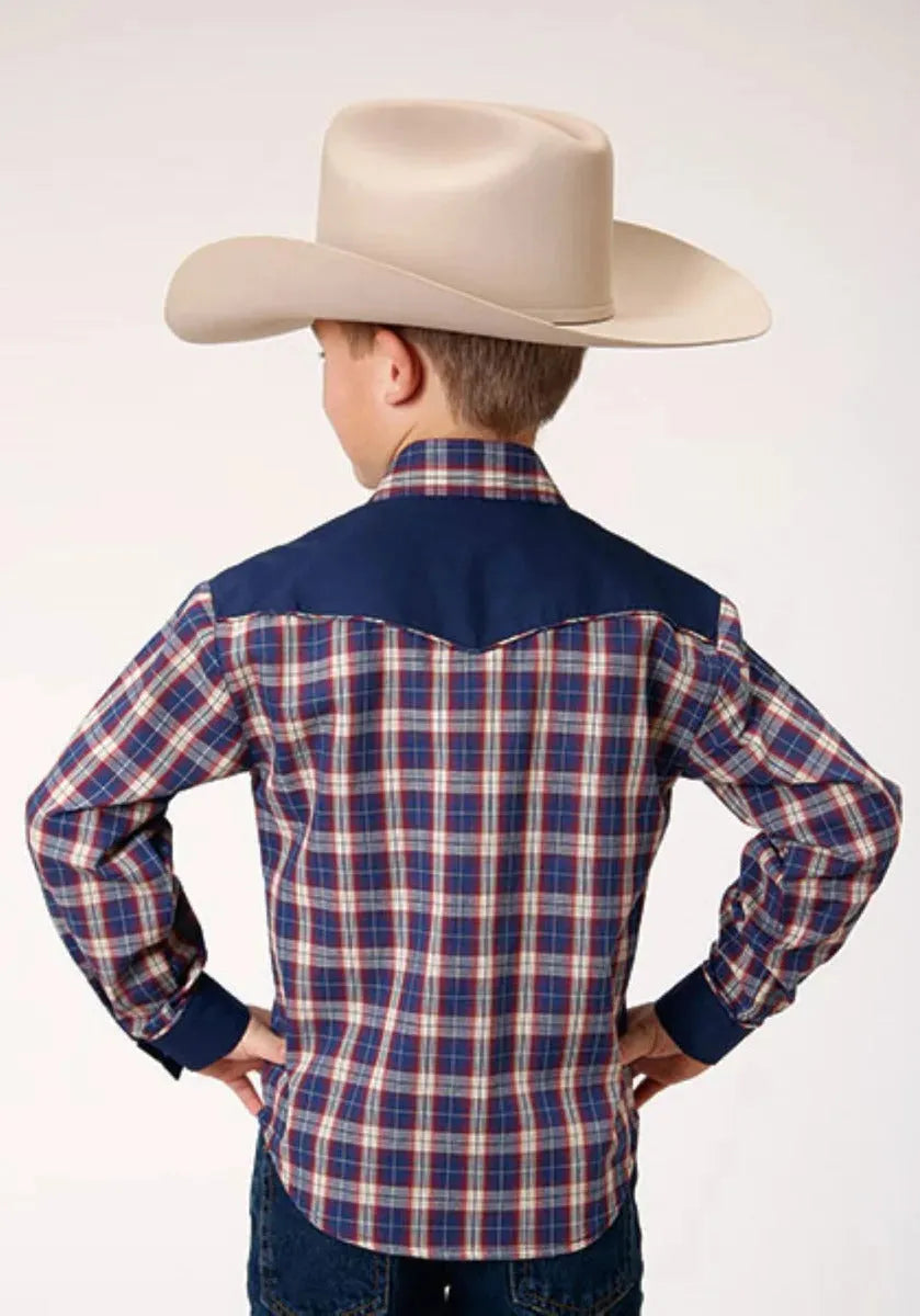Roper Little Trailblazer (Blue) - Boy's Western Shirt