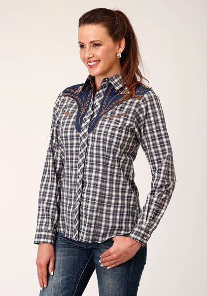 Roper 1709 Small Plaid (Blue) - Women's Western Shirt