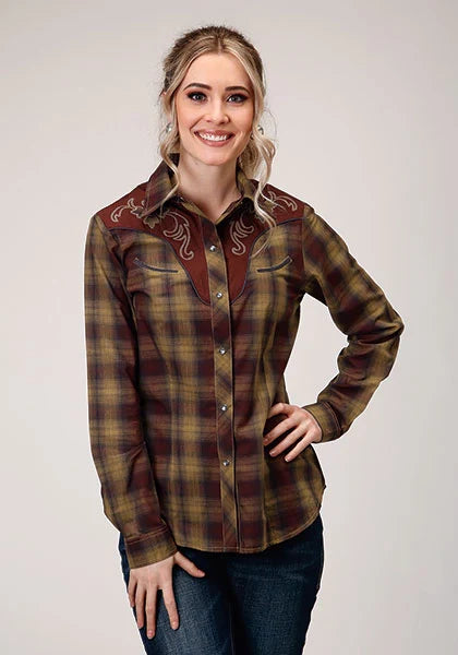 Roper 1205 Fancy Applique (Brown) - Women's Western Shirt