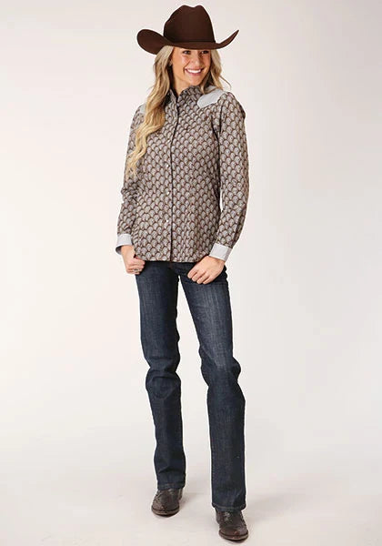 Roper 1199 Teardrop Print (Grey) - Women's Western Shirt