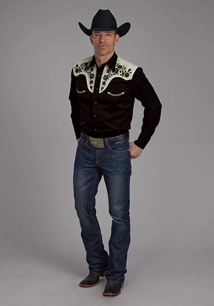 Roper 2207 Old West Embroidery (Black) - Men's Western Shirt