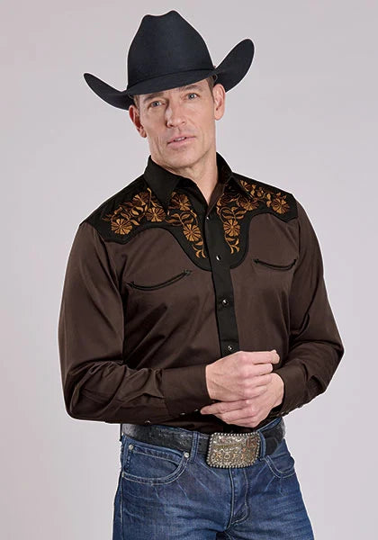 Roper 2260 Old West Embroidery (Brown) - Men's Western Shirt