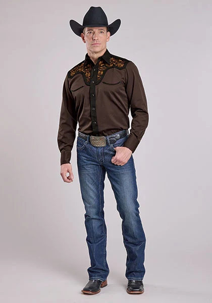 Roper 2260 Old West Embroidery (Brown) - Men's Western Shirt