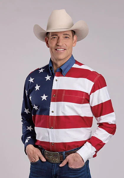 Roper Pieced Stars & Stripes (Multi) - Men's Western Shirt