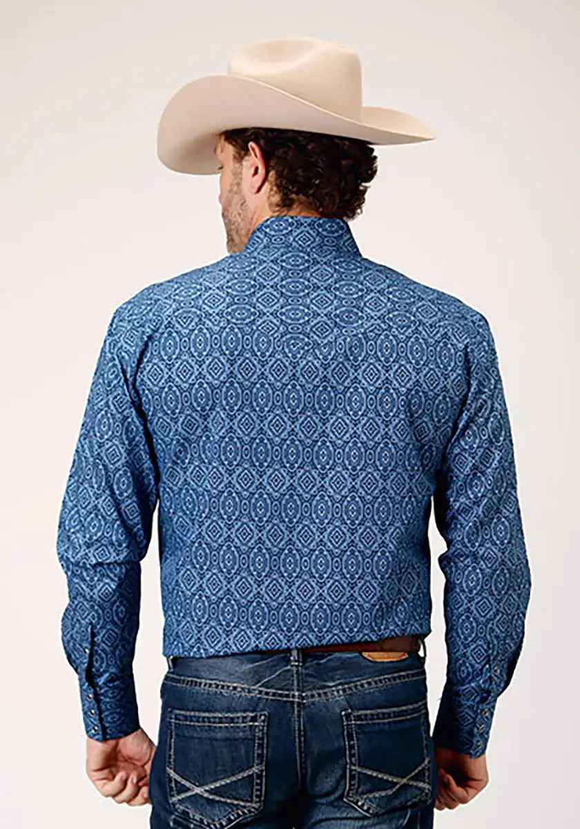 Roper Forest Medalian Paisley (Blue) - Men's Western Shirt