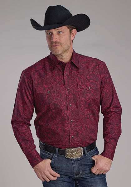 Roper Performance Allover Paisley Pearl Snap Shirts
