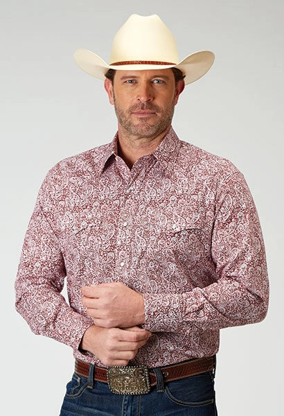 Roper 1944 Stretch Paisley (Red) - Men's Western Shirt