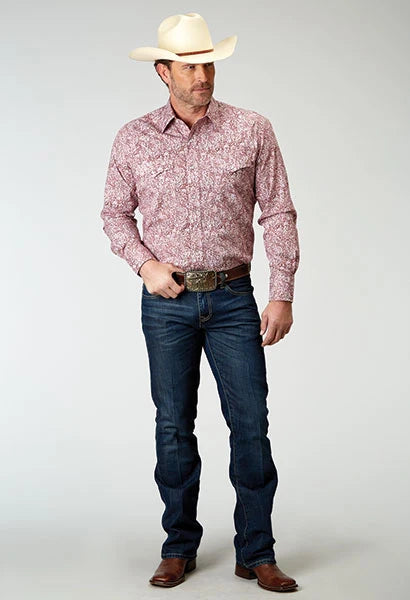 Roper 1944 Stretch Paisley (Red) - Men's Western Shirt