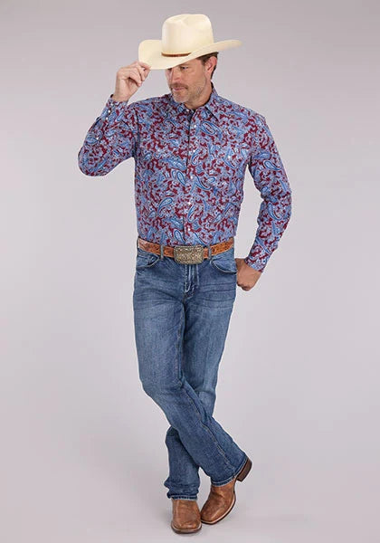 Roper 2496 Heritage Paisley (Wine) - Men's Western Shirt