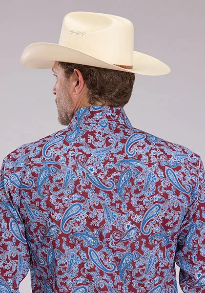 Roper 2496 Heritage Paisley (Wine) - Men's Western Shirt