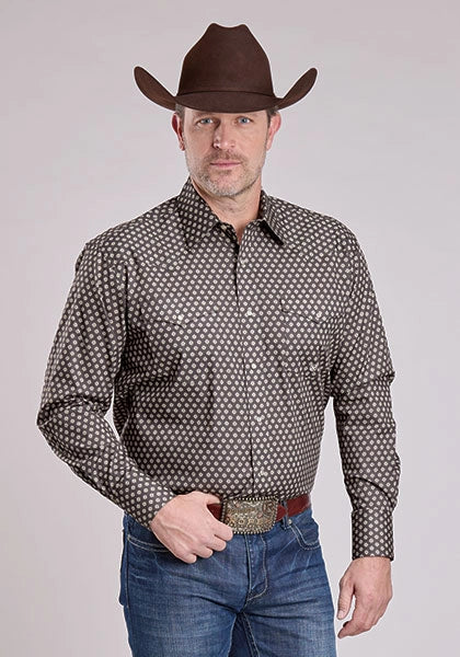 Roper 2594 Stretch Foulard (Grey) - Men's Western Shirt