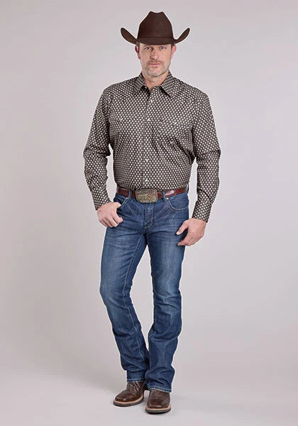 Roper 2594 Stretch Foulard (Grey) - Men's Western Shirt