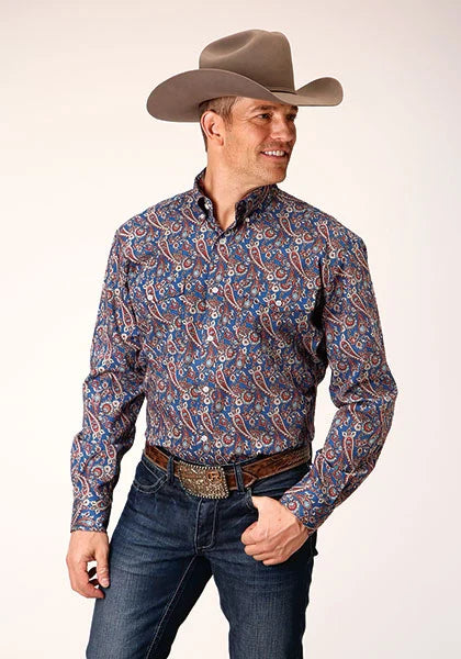 Roper 1558 Independence Foulard (Blue) - Men's Western Shirt