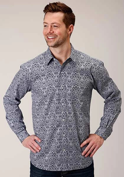 Roper 1380 Crystal Medallion (Blue) - Men's Western Shirt