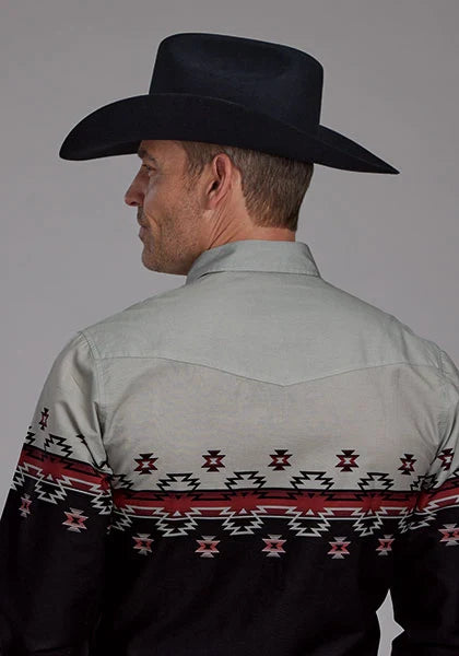 Roper 2118 Ombre Aztec (Black) - Men's Western Shirt