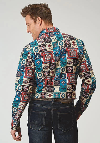 Roper 1909 Vintage Patchwork Print (Multi) - Men's Western Shirt