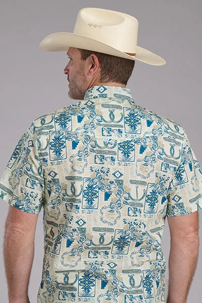 Roper 2348 Tropical Resort (Tan) - Men's Short Sleeve Shirt