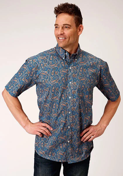 Roper 1130 Amarillo Paisley (Multi) - Men's Short Sleeve Shirt