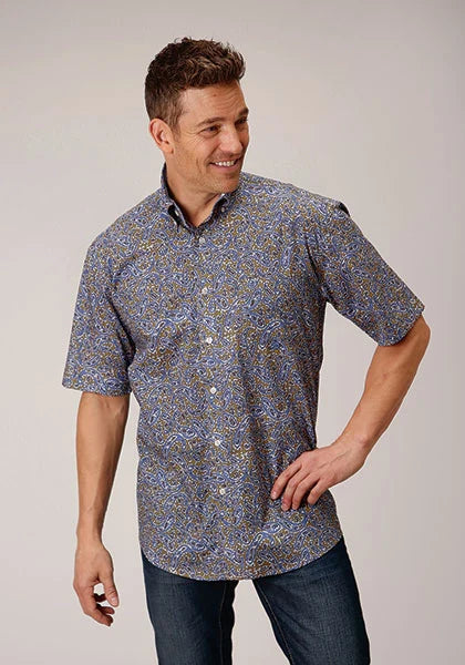 Roper 1556 Valley Paisley (Brown) - Men's Short Sleeve Shirt