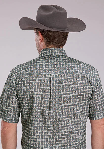 Roper 2501 Medallion Foulard (Grey) - Men's Short Sleeve Shirt