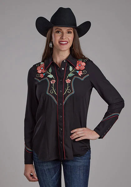 Roper 2293 Twill Retro Shirt (Black) - Women's Western Shirt