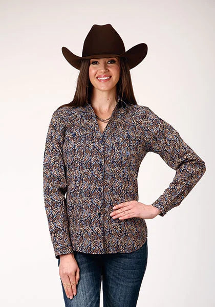 Roper 1841 Vintage Paisley (Brown) - Women's Western Shirt
