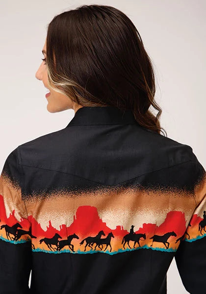 Roper 1297 Red Mesa Border (Black) - Women's Western Shirt