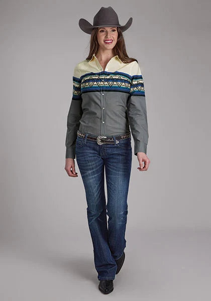 Roper 2122 Diamond Border (Grey) - Women's Western Shirt