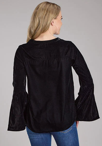 Roper 2335 Poly Velvet (Black) - Women's Western Blouse