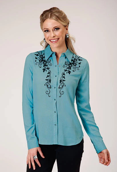 Roper 1874 Challis (Turquoise) - Women's Western Blouse