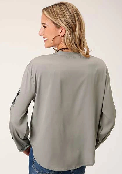 Roper 1422 Poly Crepe (Grey) - Women's Western Blouse