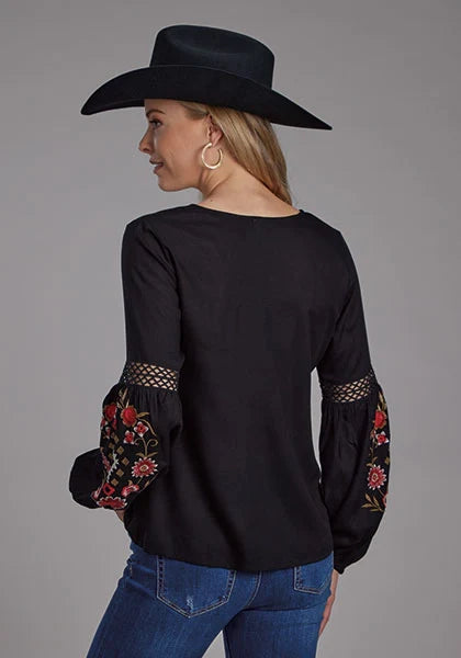 Roper 2190 Solid Rayon (Black) - Women's Western Blouse