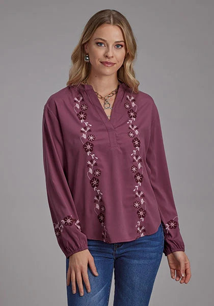 Roper 2191 Poly Crepe (Wine) - Women's Western Blouse