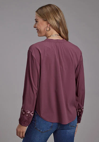 Roper 2191 Poly Crepe (Wine) - Women's Western Blouse
