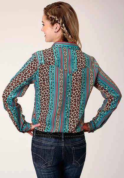 Roper 01418 Wild Stripe (Leopard) - Women's Western Blouse