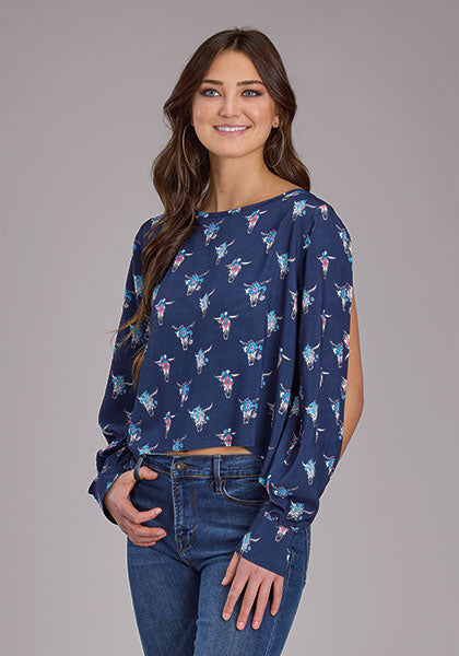 Roper Women’s Navy Skull Swing Blouse