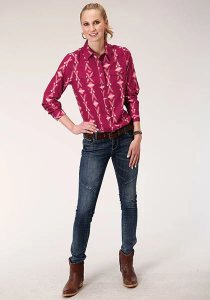 Roper 1275 Aztec Print (Wine) - Women's Western Shirt