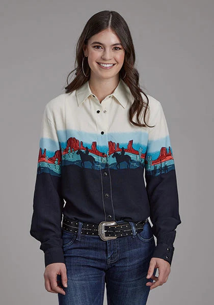 Roper 2202 Western Border (Black) - Women's Western Shirt