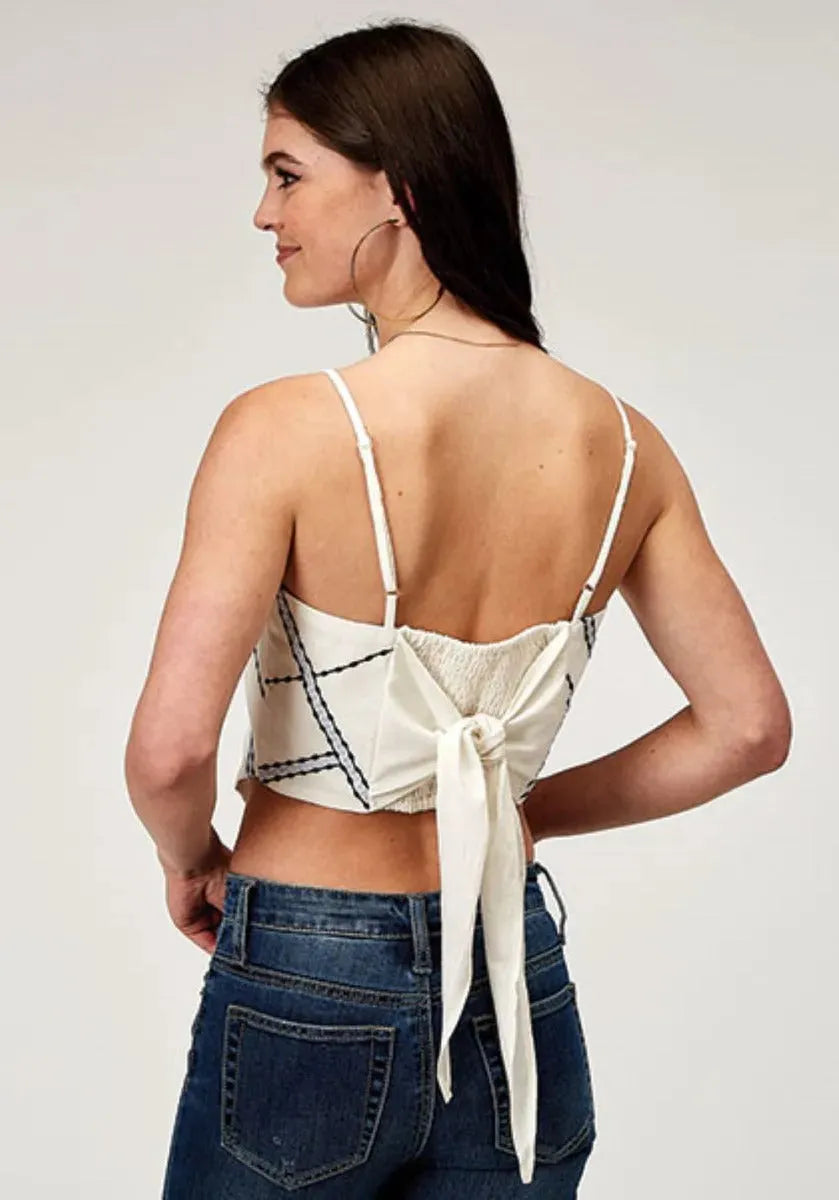 Roper Embroidered Bandana (White) - Women's Tank