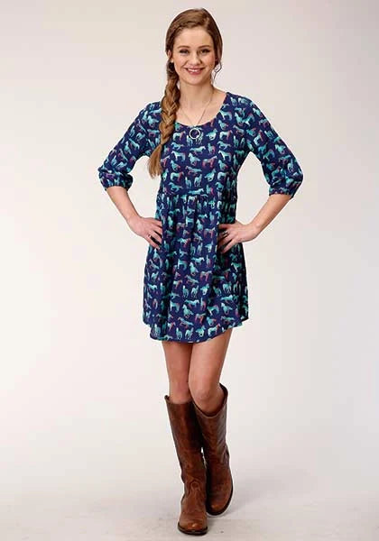 Roper 00338 Horse Print (Blue) - Women's Dress