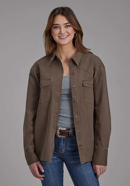Roper 2298 Twill Oversized (Brown) - Women's Shirt Jacket
